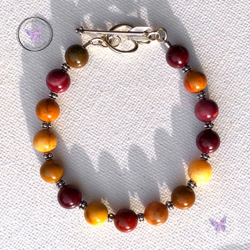 Mookaite Bracelet with Silver Heart Toggle Clasp
